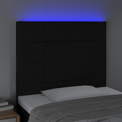 vidaXL Tăblie de pat cu LED, negru, 80x5x118/128 cm, textil