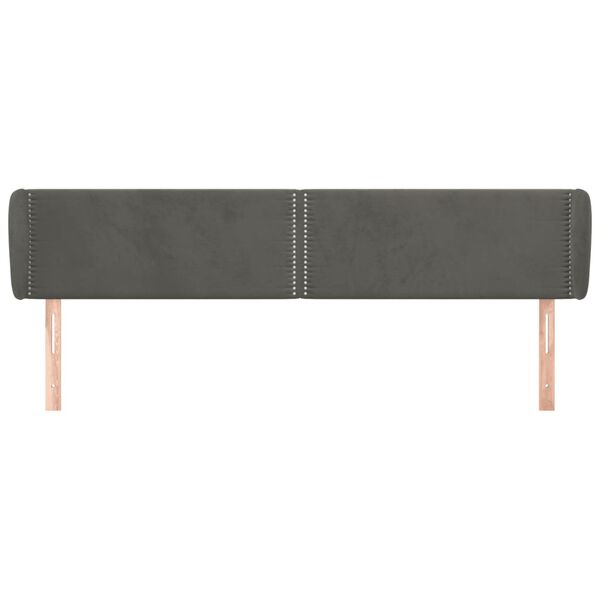 vidaXL Tăblie de pat cu aripioare gri &icirc;nchis 183x23x78/88 cm catifea