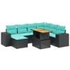 vidaXL Set canapele de grădină cu perne, 8 piese, negru, poliratan