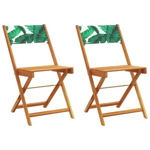 vidaXL Scaune pliante 2 buc. model frunze lemn masiv salc&acirc;m și material textil