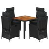 vidaXL Set mobilier de grădină cu perne, 5 piese, negru, poliratan