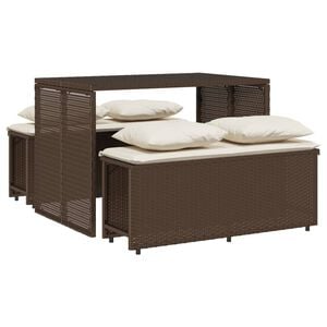 vidaXL Set mobilier de grădină cu perne, 3 piese, maro, poliratan
