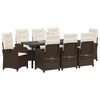 vidaXL Set de masă pentru grădină cu pernă 9 pcs Maro poliratan