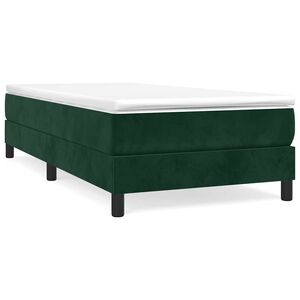 vidaXL Cadru de pat cu arcuri, verde &icirc;nchis, 80x200 cm, catifea