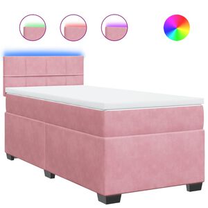 vidaXL Pat box spring cu saltea, roz, 80x200 cm, catifea