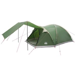 vidaXL Tent Cabină cu acoperiș Verde 6 persoane Poliester și oțel