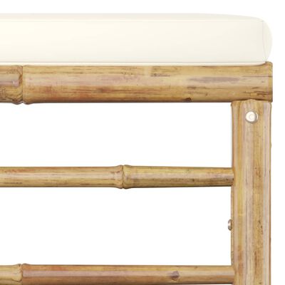 vidaXL Set mobilier de grădină, cu perne alb crem, 11 piese, bambus