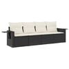 vidaXL Set mobilier de grădină cu perne, 4 piese, negru, poliratan