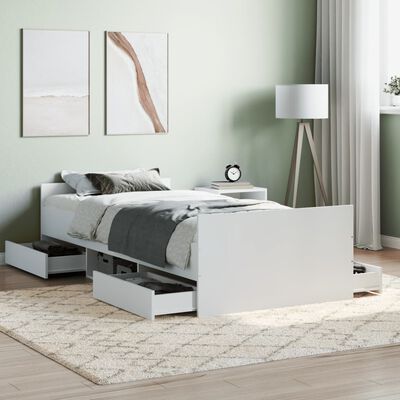 vidaXL Cadru de pat cu tăblie de cap/picioare, alb, 90x190 cm