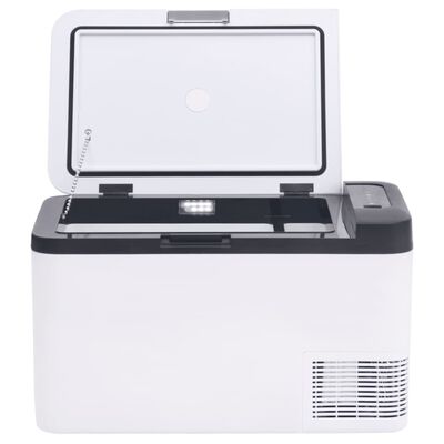 vidaXL Cutie frigorifică cu mâner și adaptor negru&alb 25 L PP și PE