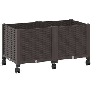 vidaXL Ghiveci de grădină cu roți Maro 80 x 40 x 44 cm PP