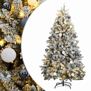 vidaXL Brad Crăciun artificial articulat cu 300 LED-uri/globuri 180 cm