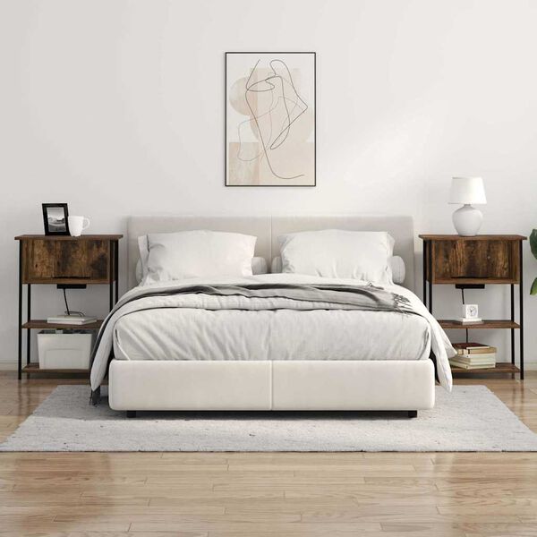 vidaXL Dulap de noapte Stejar fumuriu 55 x 31 x 76 cm Lemn compozit