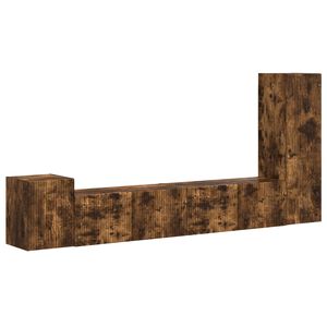 vidaXL Set comodă TV Pe perete 3 pcs Stejar fumuriu Lemn compozit