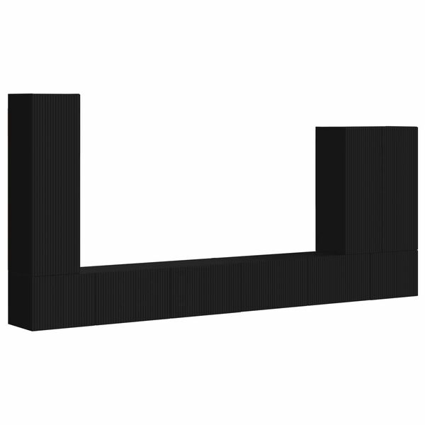 vidaXL Set Dulap pentru Televizor Montat pe Perete 6 pcs Negru