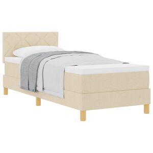 vidaXL Pat cu arcuri cu saltea cu headboard Crem 80 x 200 cm țesătură