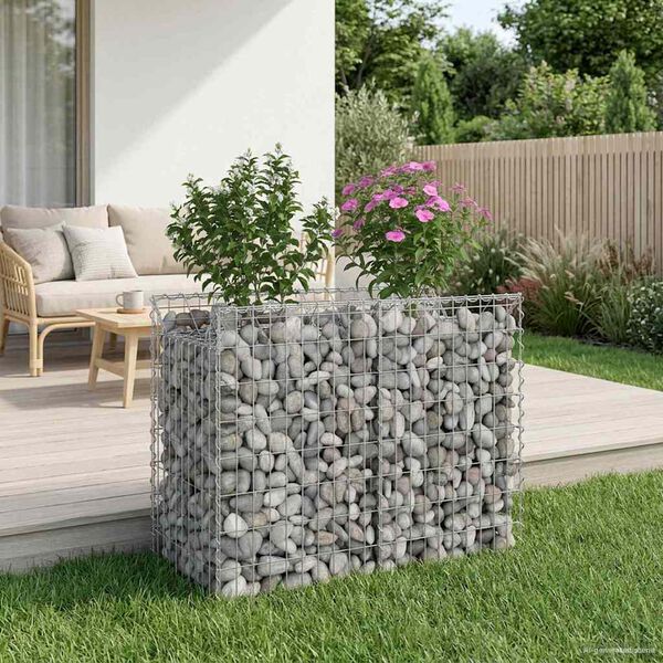 vidaXL Pat ridicat din gabion Argintiu 100 x 50 x 80 cm