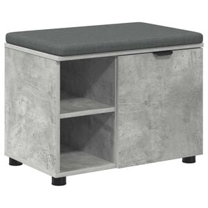 vidaXL Bancă pentru hol cu pernă cu raft Gri Beton 60 x 38 x 46 cm