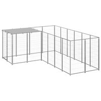 vidaXL Padoc pentru câini, argintiu, 4,84 m², oțel