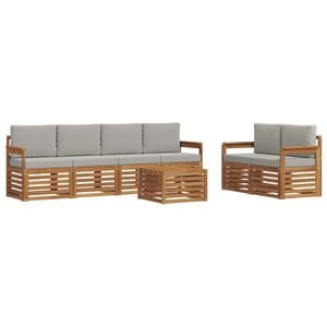 vidaXL Set de canapele de exterior 7 buc. Natural și gri deschis
