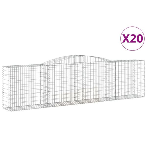 vidaXL Coșuri gabion arcuite 20 buc, 400x50x100/120 cm fier galvanizat