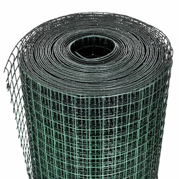 vidaXL Plasă de sârmă găini, verde, 25 x 1 m, oțel galvanizat cu PVC