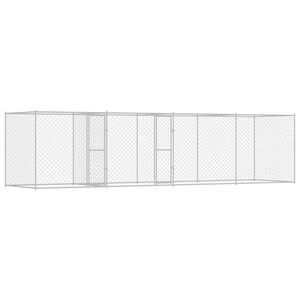 vidaXL Cușcă pentru c&acirc;ine Argintiu 800 x 200 x 200 cm Oțel Galvanizat