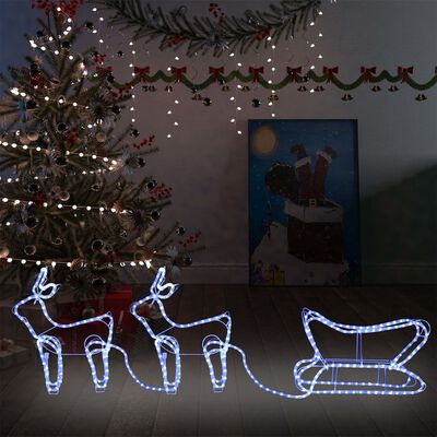 vidaXL Decorațiune de Crăciun cu reni și sanie, 576 LED-uri, exterior