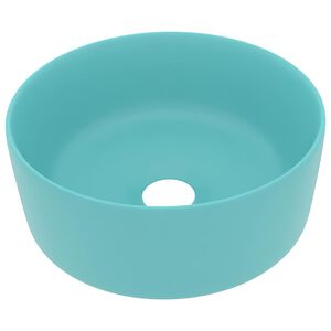 vidaXL Chiuvetă baie lux verde deschis mat 40x15 cm ceramică rotund
