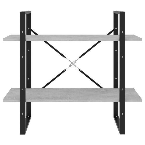 vidaXL Bibliotecă cu 2 rafturi, gri beton, 80x30x70 cm, PAL
