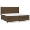 vidaXL Pat box spring cu saltea, maro &icirc;nchis, 200x200 cm, textil