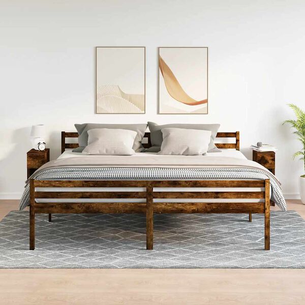 vidaXL Noptiere cu sertar 2 buc stejar afumat 20x36x60 cm