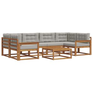 vidaXL Set de canapele de exterior 7 pcs Gri natural și deschis