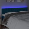 vidaXL Tăblie de pat cu LED, albastru &icirc;nchis, 160x5x78/88 cm, catifea