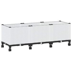 vidaXL Ghiveci de grădină cu roți Alb 120 x 40 x 48 cm PP