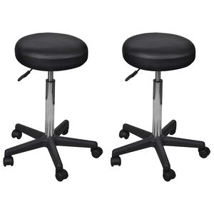 vidaXL Taburete de birou, 2 buc., negru, 35,5x84 cm, piele ecologică