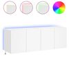 vidaXL Comode TV de perete cu lumini LED, 2 buc., alb, 60x35x41 cm