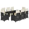vidaXL Set mobilier de grădină cu perne, 9 piese, negru, poliratan