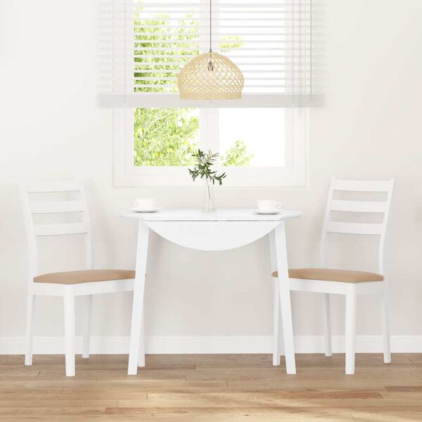 vidaXL Scaune de sufragerie cu perne 2 buc cauciuc din lemn masiv alb