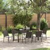 vidaXL Set de masă pentru grădină 7 pcs Maro Rattan poli