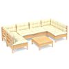 vidaXL Set mobilier grădină cu perne crem, 7 piese, lemn masiv pin