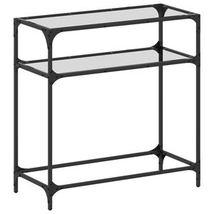 vidaXL Măsuță de cafea, blat din sticlă transparentă, 80x35x81 cm oțel