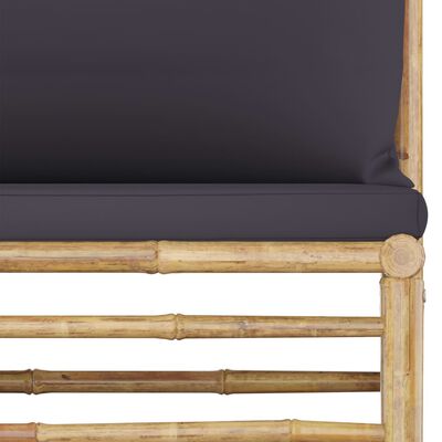 vidaXL Set mobilier de grădină cu perne gri închis, 2 piese, bambus