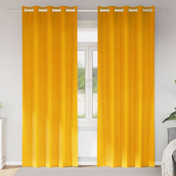 vidaXL Perdele opace 2 pcs Galben muștar 140 x 225 cm Catifea