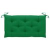 vidaXL Bancă de grădină, cu pernă verde, 112 cm, lemn masiv de tec