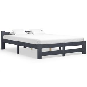 vidaXL Cadru de pat, gri &icirc;nchis, 140x200 cm, lemn masiv pin