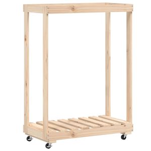 vidaXL Suport de bușteni cu roți, 76,5x40x108 cm lemn masiv pin