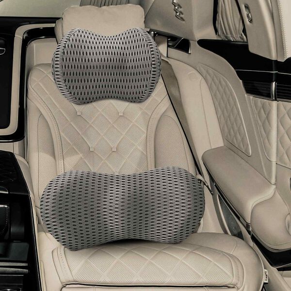 vidaXL Pernă pentru g&acirc;t, Pernă pentru spate Gri Spumă cu Memorie