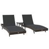 vidaXL Șezlong 3 pcs Maro 197 x 70 x 82 cm poliratan