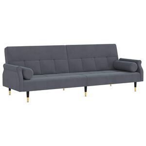 vidaXL Canapea extensibilă cu perne, gri &icirc;nchis, catifea